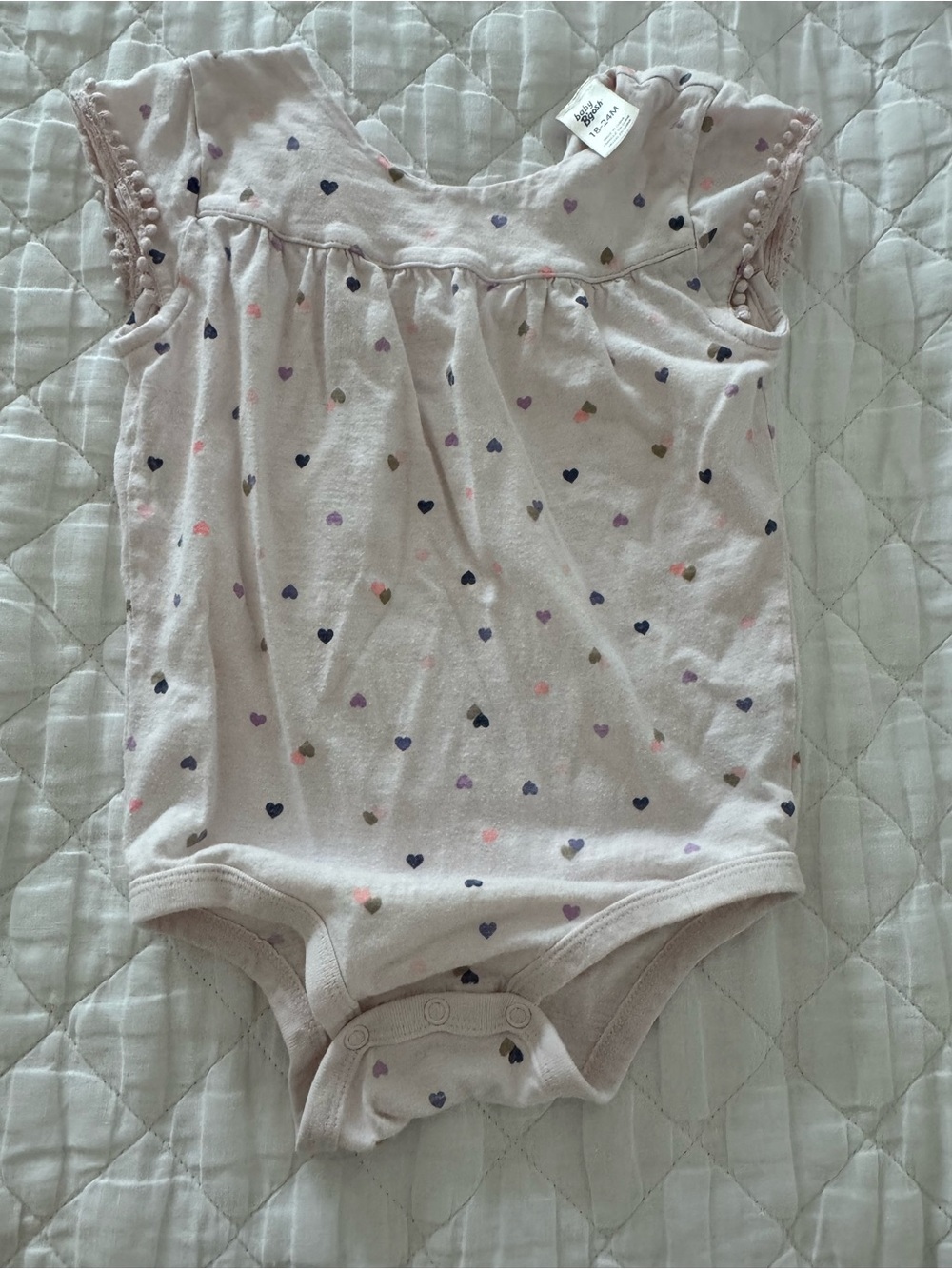 Toddler Light Pink Heart-Print Sleeveless One-Piece Bodysuit